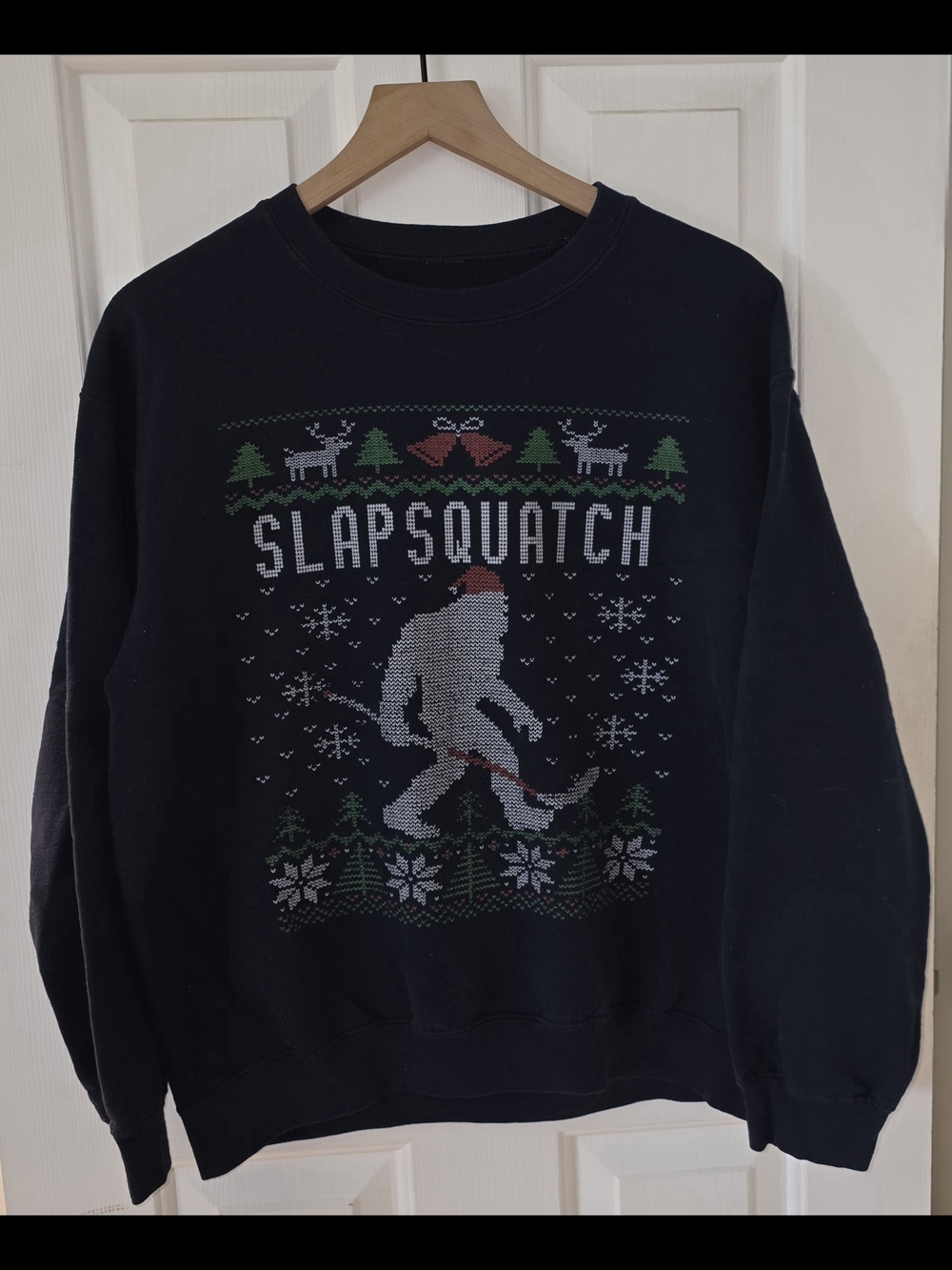 Slapsquatch Graphic Holiday Sweater - Black